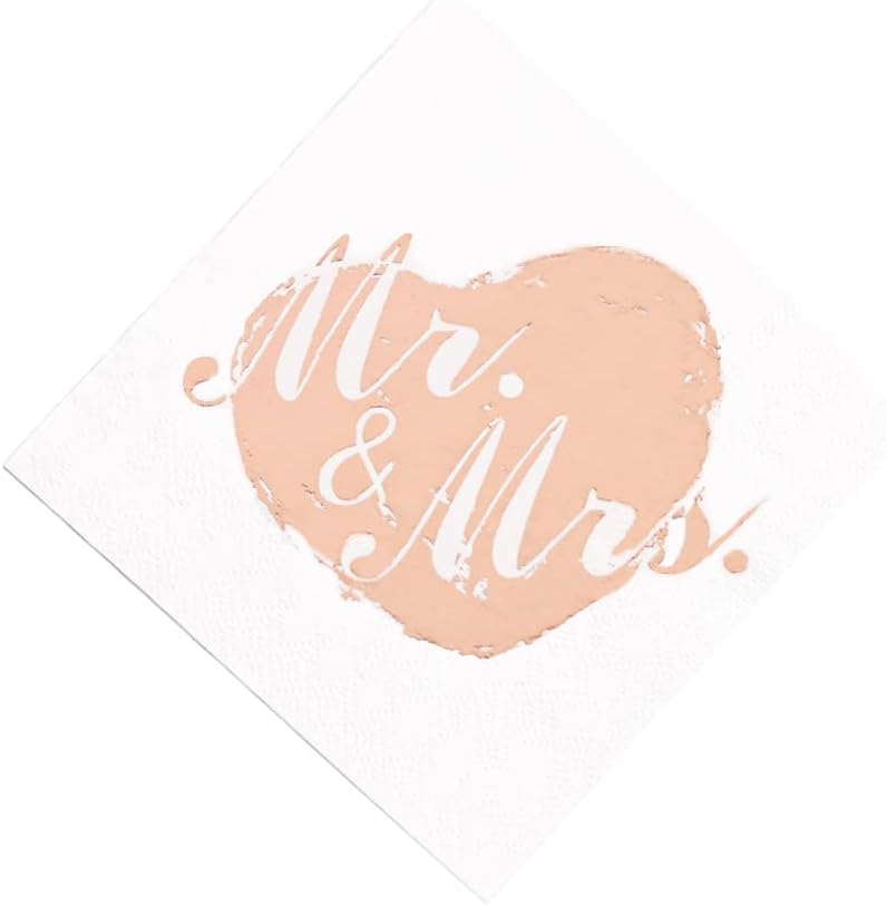 LiveBe 100 Pack of Paper Cocktail Napkins with Gold design，Formal Dinner, Anniversary, Wedding Napkins for Tables, Guestrooms, Restrooms(5 x 5 in，3-ply) (Rose Gold) - Image 1